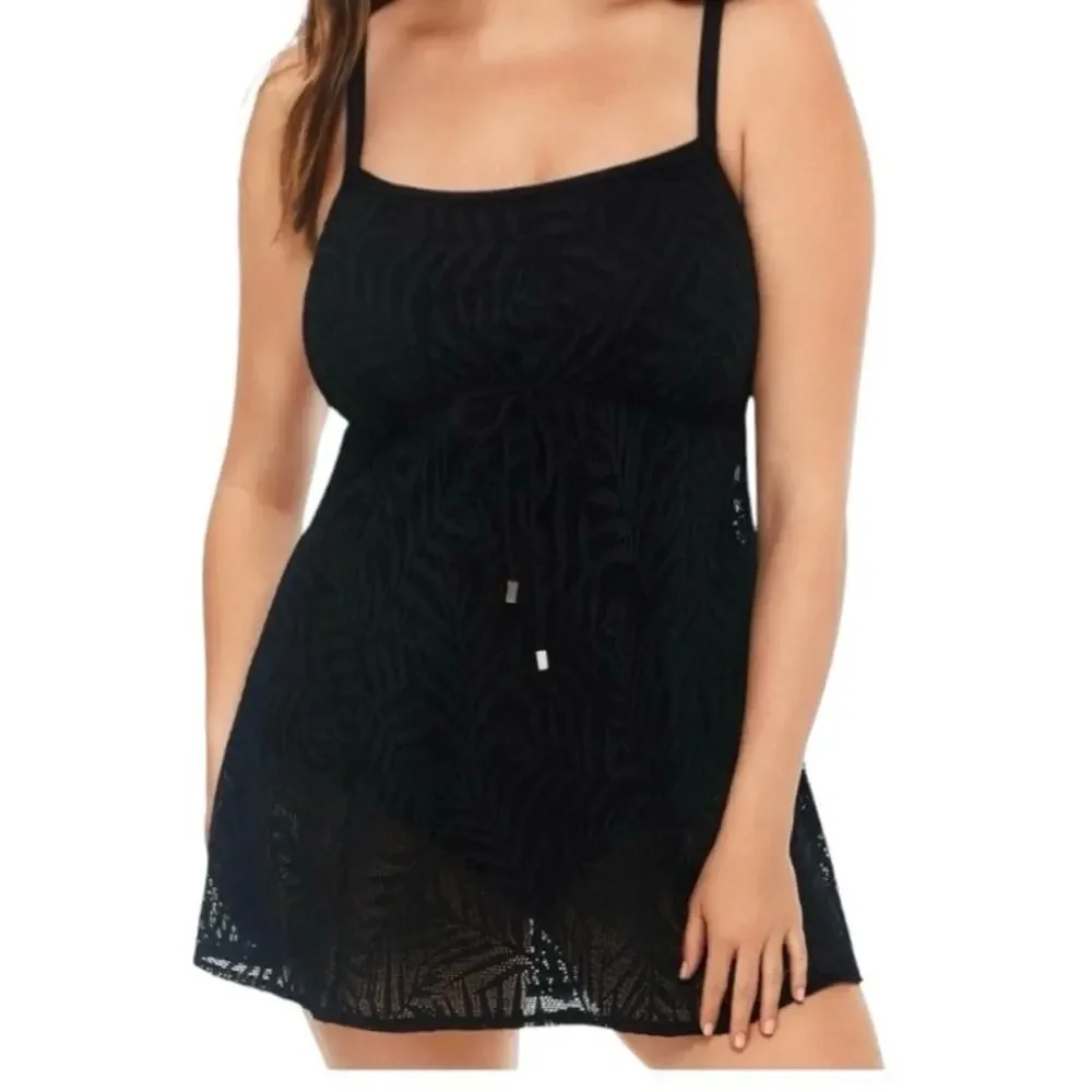 Babydoll Swimdress Size 12 One-Piece Swim Dress Black Crochet Swim Solutions NEW - Picture 9 of 13